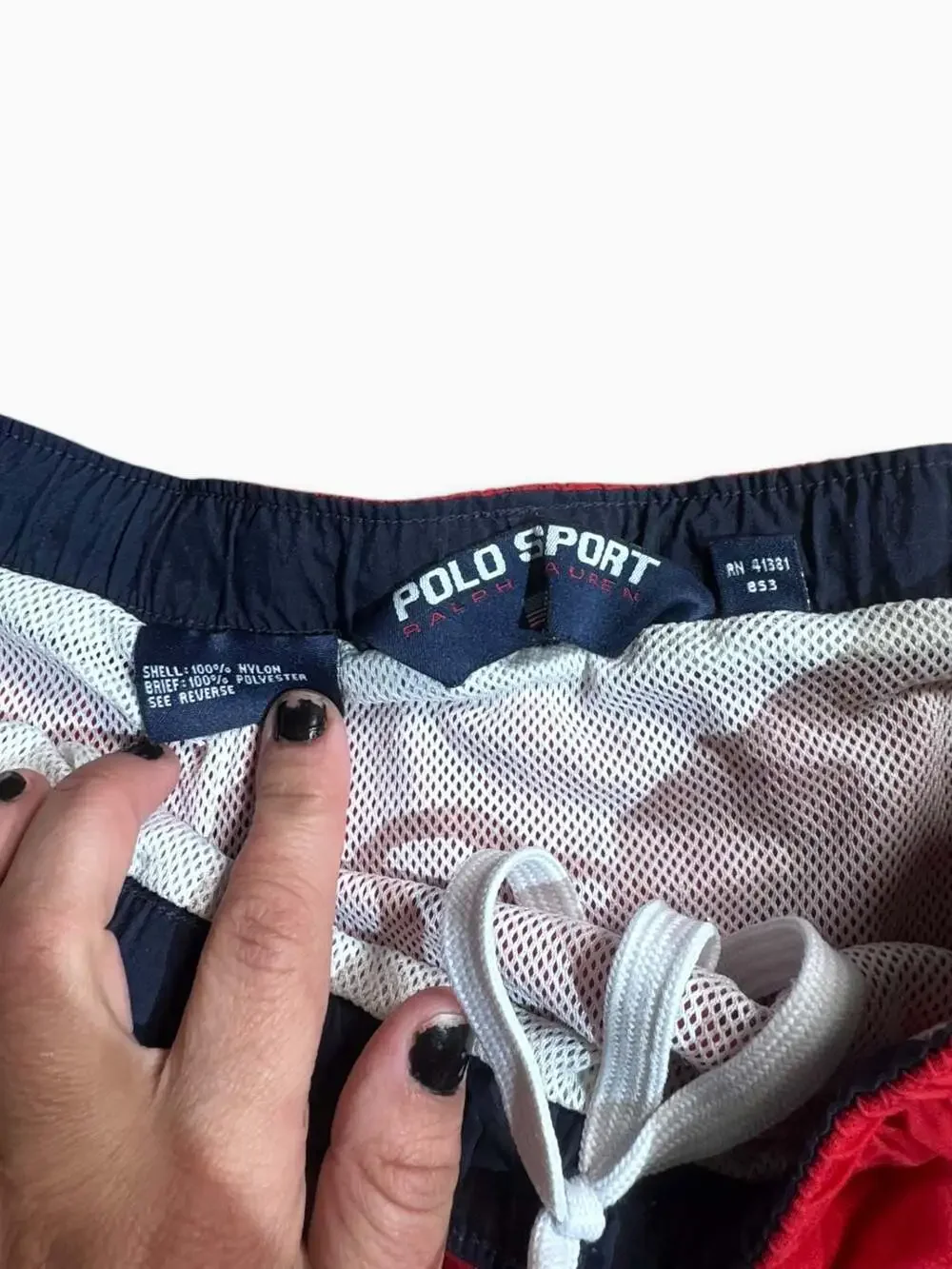 Vintage Polo Sport Ralph Lauren Red Nylon Swim Shorts